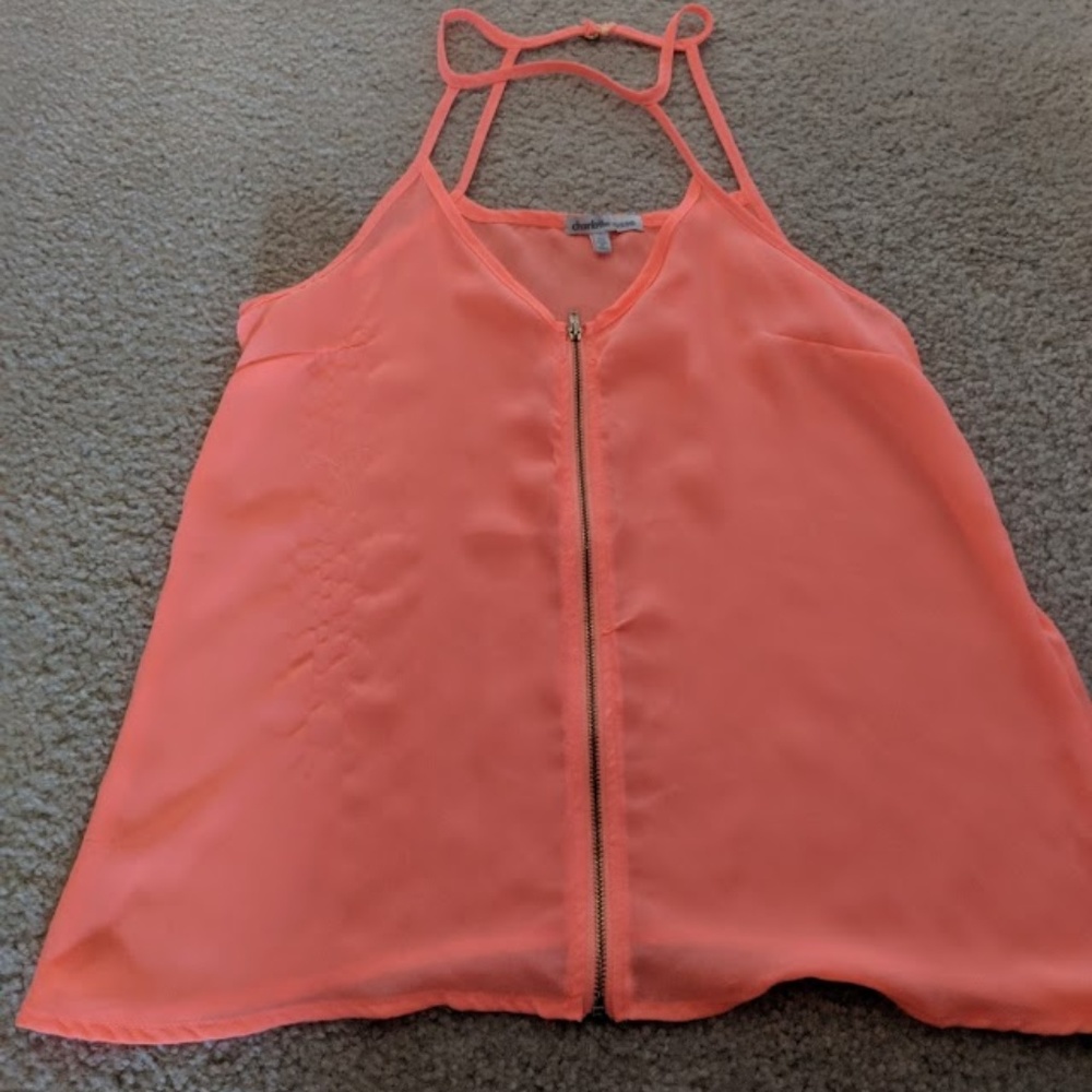 SHEER ZIP FRONT TOP BY CHARLOTTE RUSSE!